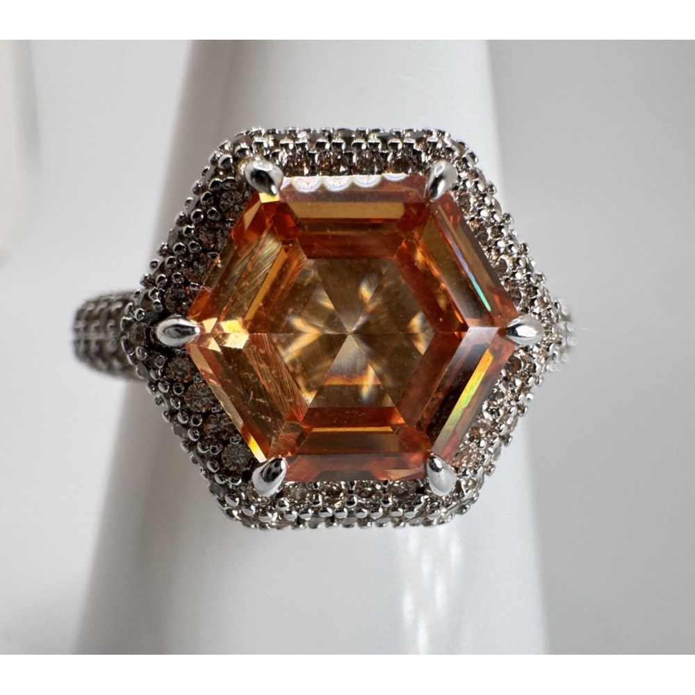 Ring Bomb Party Sparkling Perfection RG44606 Smokey Topaz Rhodium Ring Size 10